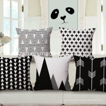 Nordic Ikea - Housse de coussin coton et lin géométrique noir et blanc